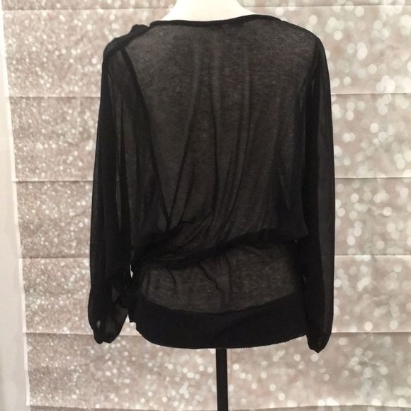 NWOT, Sheer Black Long Butterfly Sleeved Layering Top - Small $5 or Free w/$10 - Picture 4 of 5